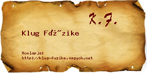 Klug Füzike névjegykártya